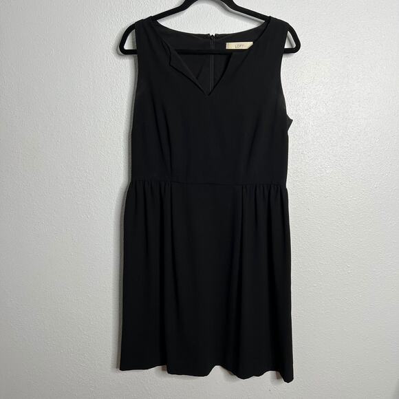 Loft Black A Line Shift Dress Henley Pullover Back Zip Sleeveless Sz 10 Women's - Picture 1 of 6